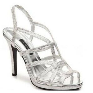 Caparros Silver Strappy High Heel Sandals 8.5